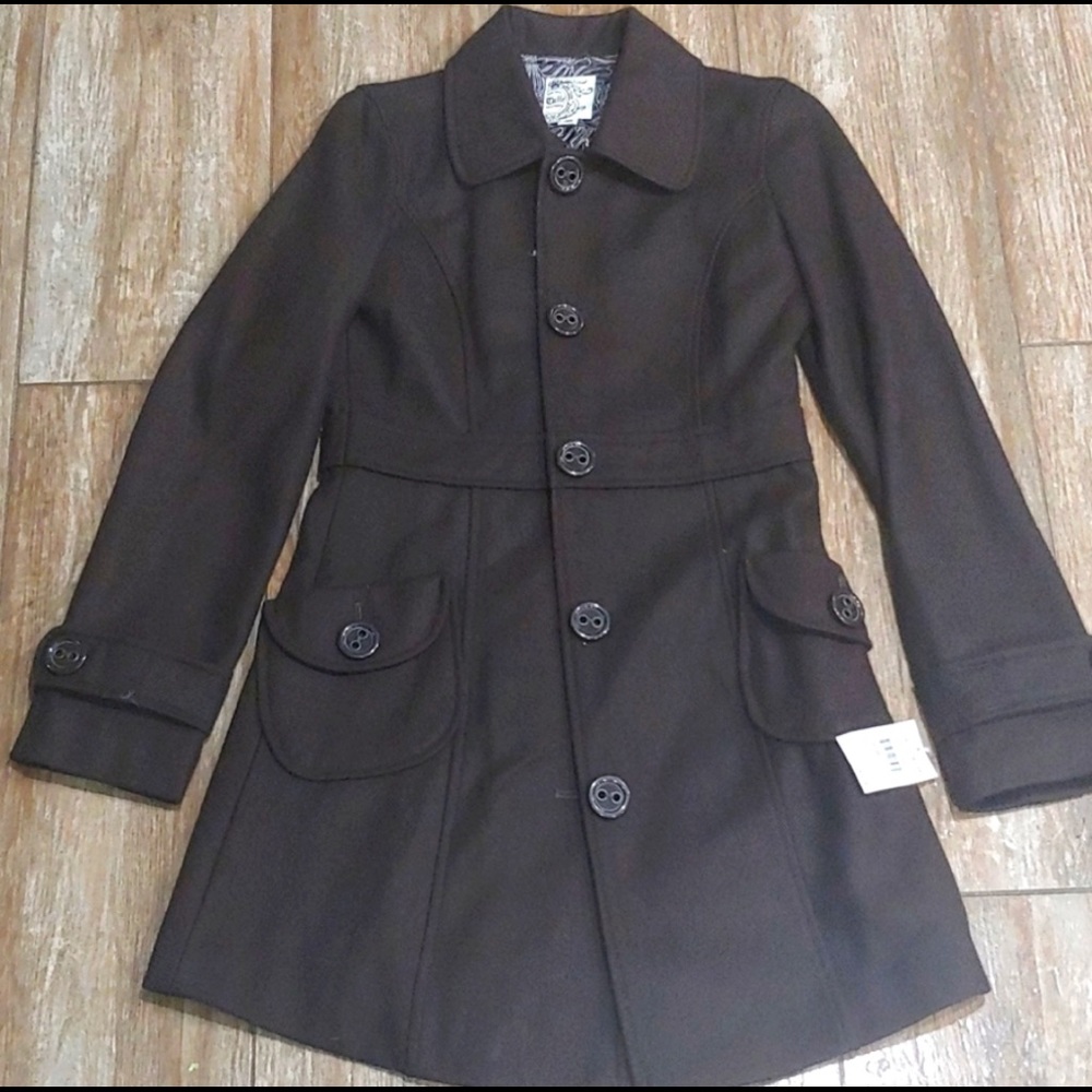 Big Button Tulle Pea Coat 🤎